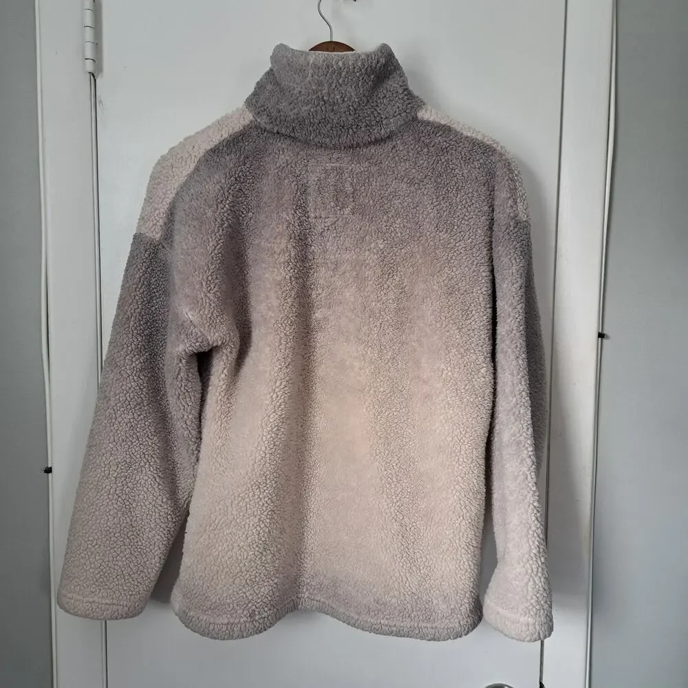 Simply Southern Ombre Sherpa 1/4 Zip Pullover Jacket Gray Women's Medium